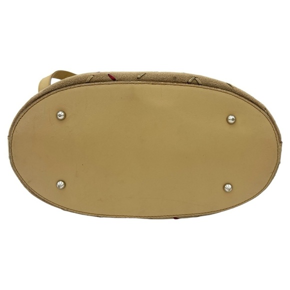 BURBERRY LONDON BEIGE TONAL STITCH COLOR BLOCK LEATHER SHOULDER BAG PURSE - Picture 5 of 14